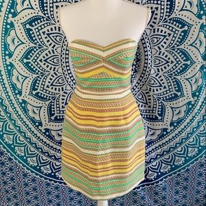 Multi-Colored Strapless Dress